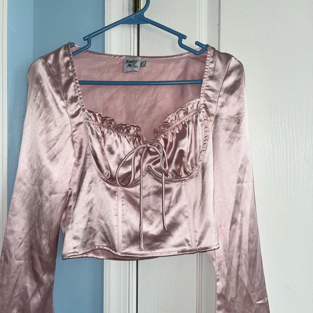 Princess Polly Pink Satin Crop Top